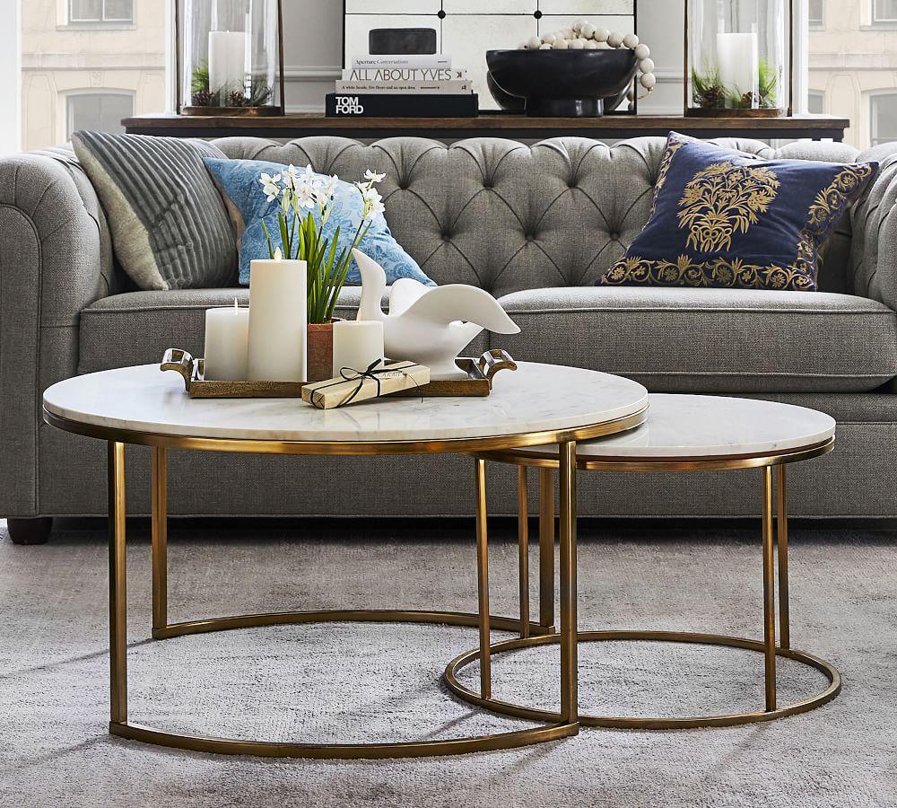Gold and marble nesting coffee tables best sale